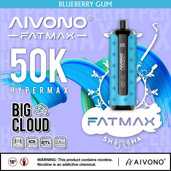 EU Warehouse Aivono Fatmax 50k Puffs 500000 Shisha Disposable Vape Big Cloud
