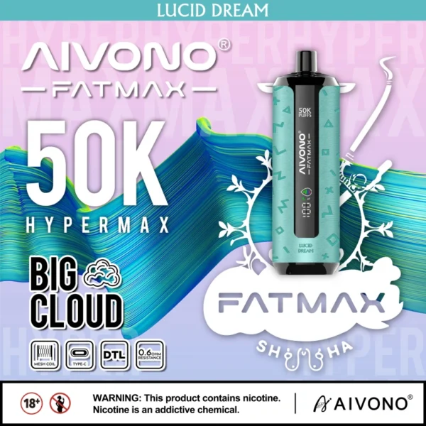EU Warehouse Aivono Fatmax 50k Puffs 500000 Shisha Disposable Vape Big Cloud