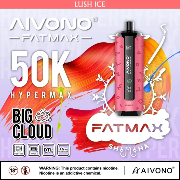 EU Warehouse Aivono Fatmax 50k Puffs 500000 Shisha Disposable Vape Big Cloud