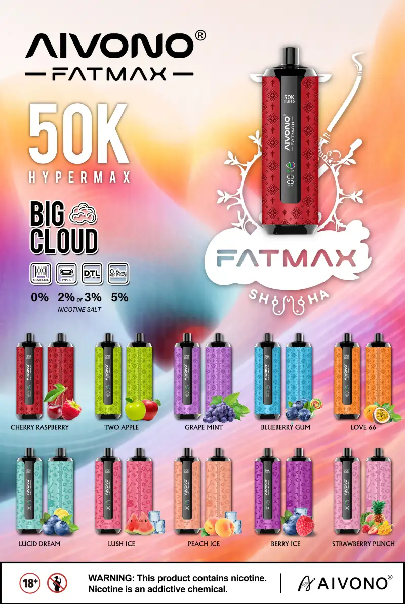 EU Warehouse Aivono Fatmax 50k Puffs 500000 Shisha Disposable Vape Big Cloud