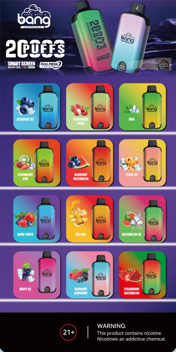 EU Warehouse Bang 20000 Puffs 20k Disposable Vape 3 to 7 Work Days Delivery