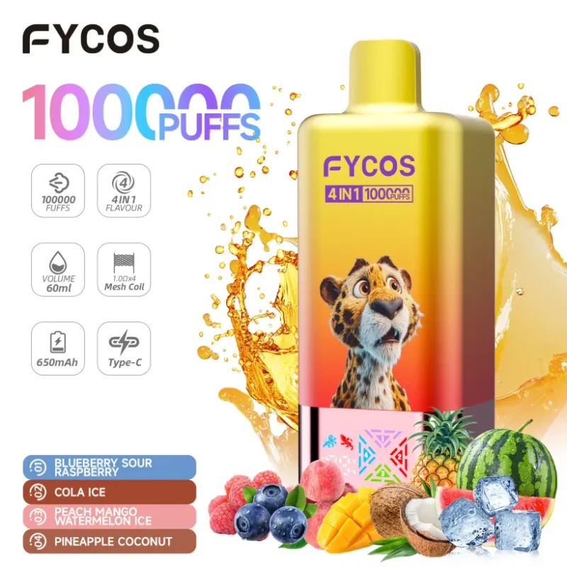 Fycos 100k Puffs 4 in 1 Best Disposable Vape Free Shipping 3 to 7 Work Days EU Warehouse