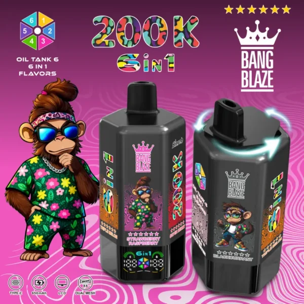 Bang Blaze 200k Puffs 6 in 1 Longest Lasting Disposable Vape 200000 Free Shipping