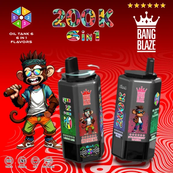 Bang Blaze 200k Puffs 6 in 1 Longest Lasting Disposable Vape 200000 Free Shipping