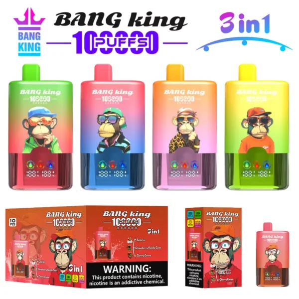Bang King 100k Puffs 3 in 1 Smart Screen Disposable Vape Wholesale Free Shipping