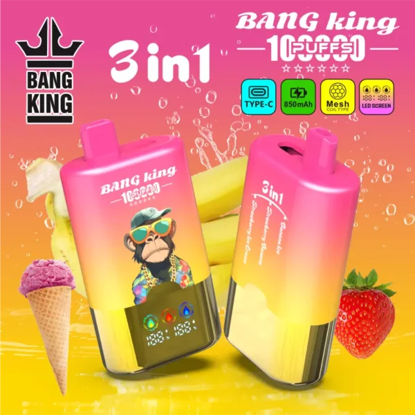 Bang King 100k Puffs 3 in 1 Smart Screen Disposable Vape Wholesale Free Shipping