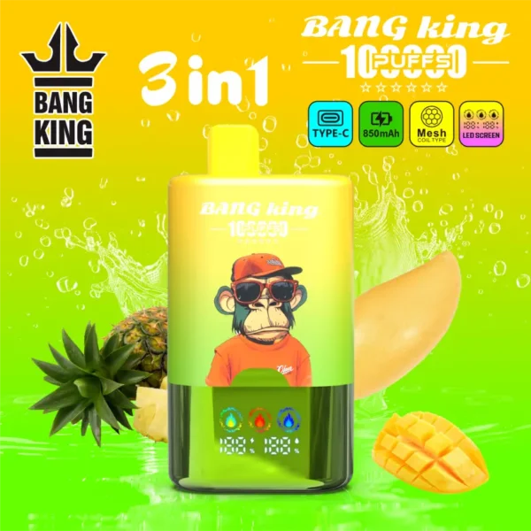 Bang King 100k Puffs 3 in 1 Smart Screen Disposable Vape Wholesale Free Shipping