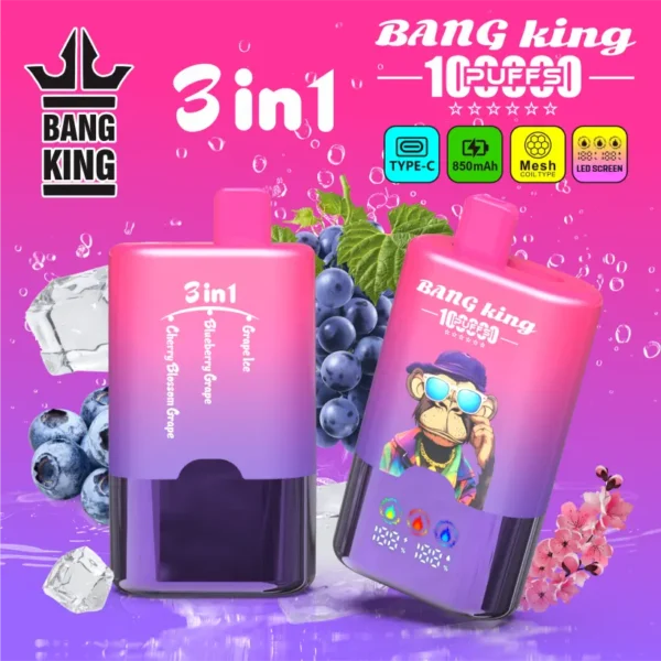 Bang King 100k Puffs 3 in 1 Smart Screen Disposable Vape Wholesale Free Shipping