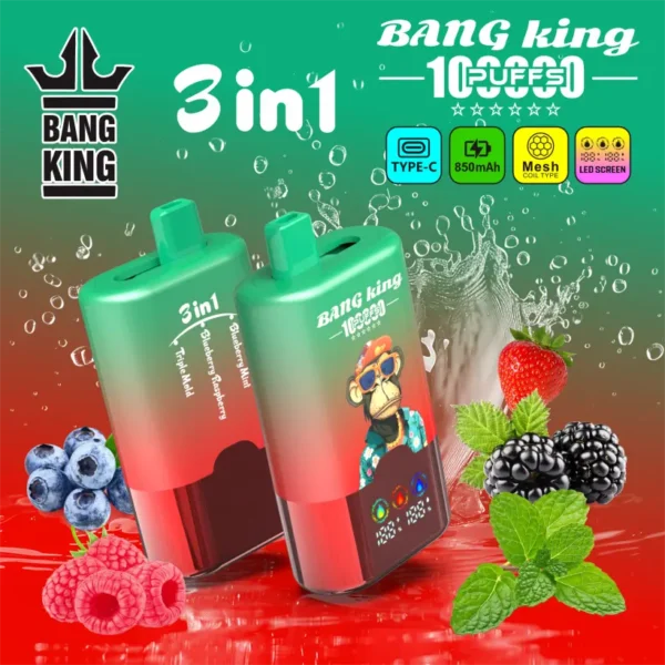 Bang King 100k Puffs 3 in 1 Smart Screen Disposable Vape Wholesale Free Shipping