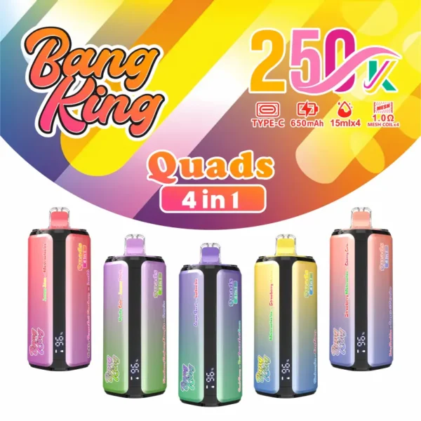 Bang King 250k Puffs 4 in 1 Quads Disposable Vape Free Shipping China Warehouse