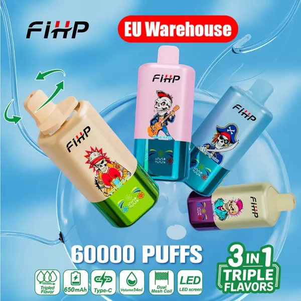 FIHP 60k Puffs 3 in 1 Triple Flavors Disposable Vape 60000 EU Warehouse