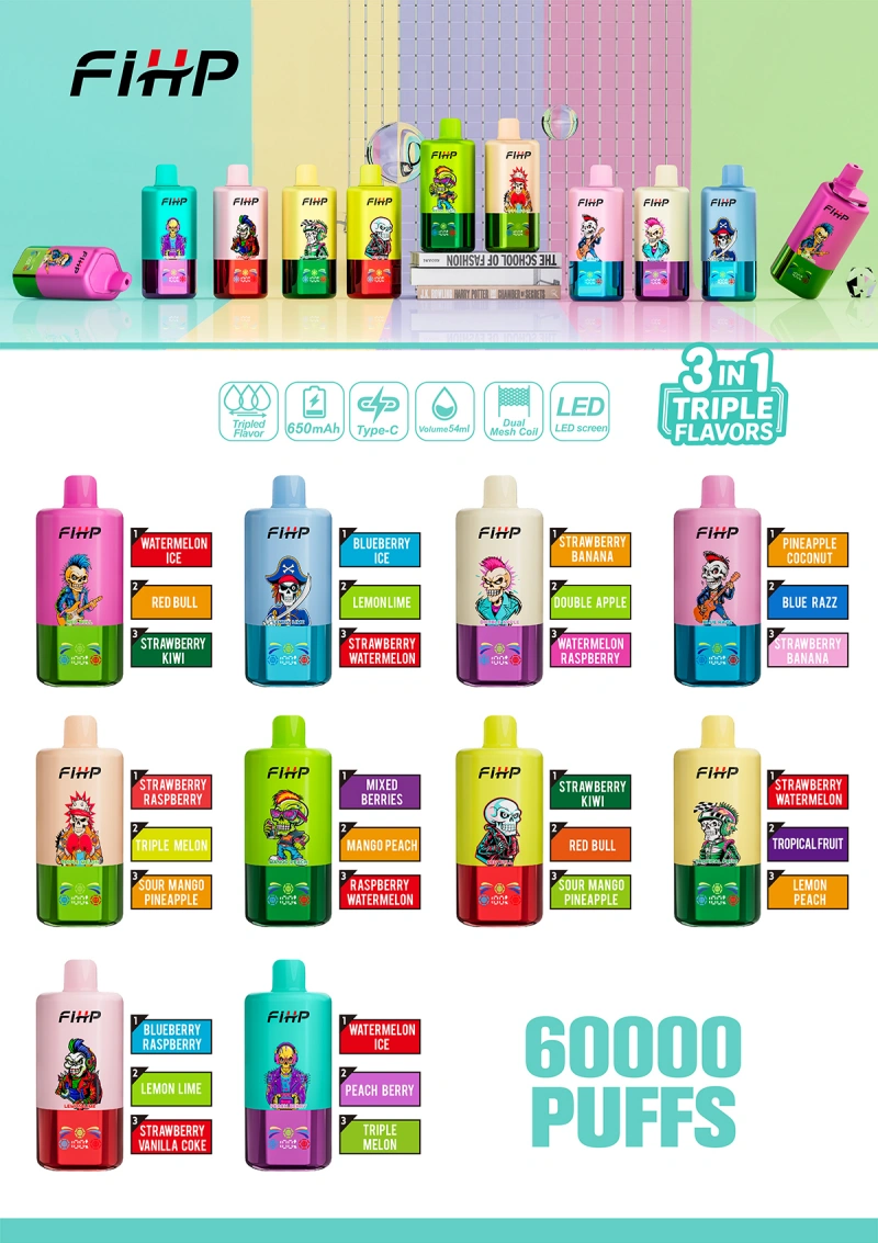 FIHP 60k Puffs 3 in 1 Triple Flavors Disposable Vape 60000 EU Warehouse