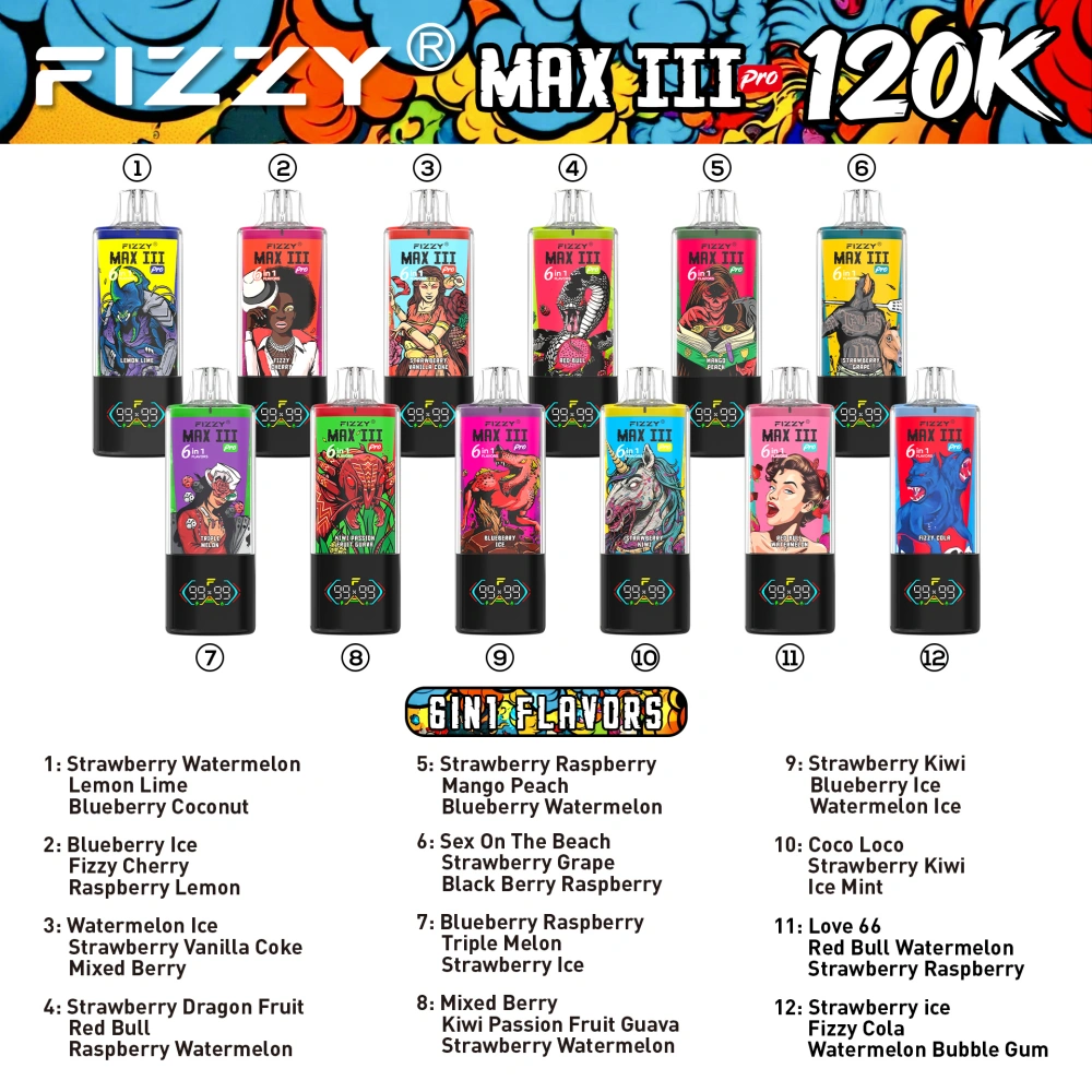 Fizzy 120k Puffs 6 in 1 Max III Pro Best Disposable Vape 120000 Free Shipping EU Warehouse 16 Fizzy 120k Puffs 6 in 1 Max III Pro Best Disposable Vape 120000 Free Shipping EU Warehouse