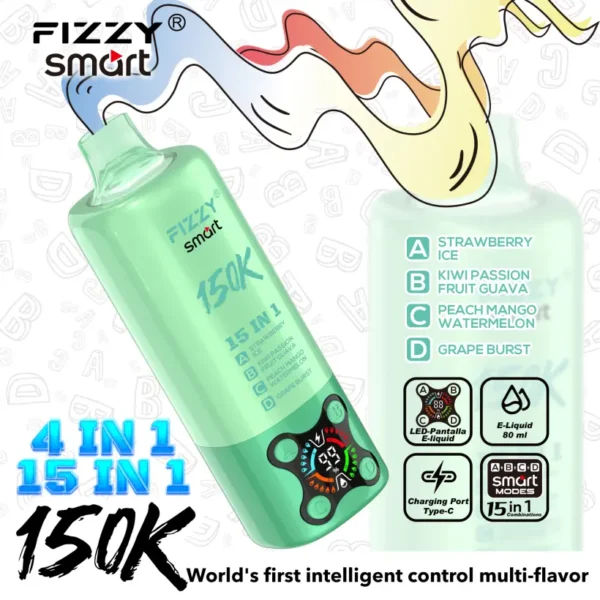 Fizzy 150k Puffs 15 in 1 Flavors Disposable Vape 150000 Free Shipping EU Warehouse