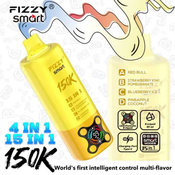 Fizzy 150k Puffs 15 in 1 Flavors Disposable Vape 150000 Free Shipping EU Warehouse