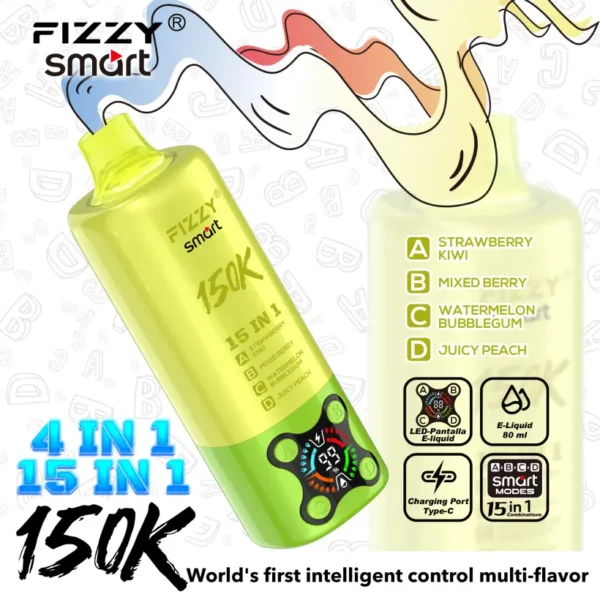 Fizzy 150k Puffs 15 in 1 Flavors Disposable Vape 150000 Free Shipping EU Warehouse