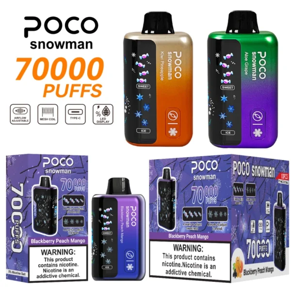 POCO 70000 Puffs 70k Snowman Ice Conrtrol Disposable Vape Free Shipping EU Warehouse