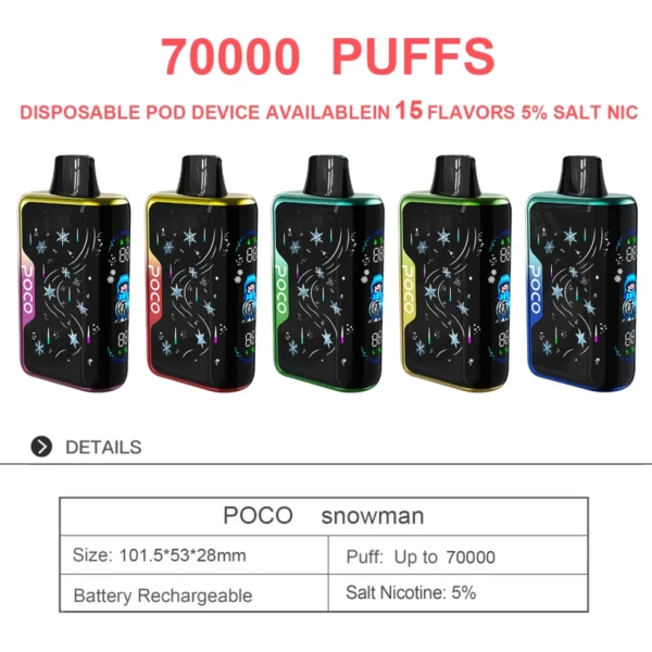 POCO 70000 Puffs 70k Snowman Ice Conrtrol Disposable Vape Free Shipping EU Warehouse