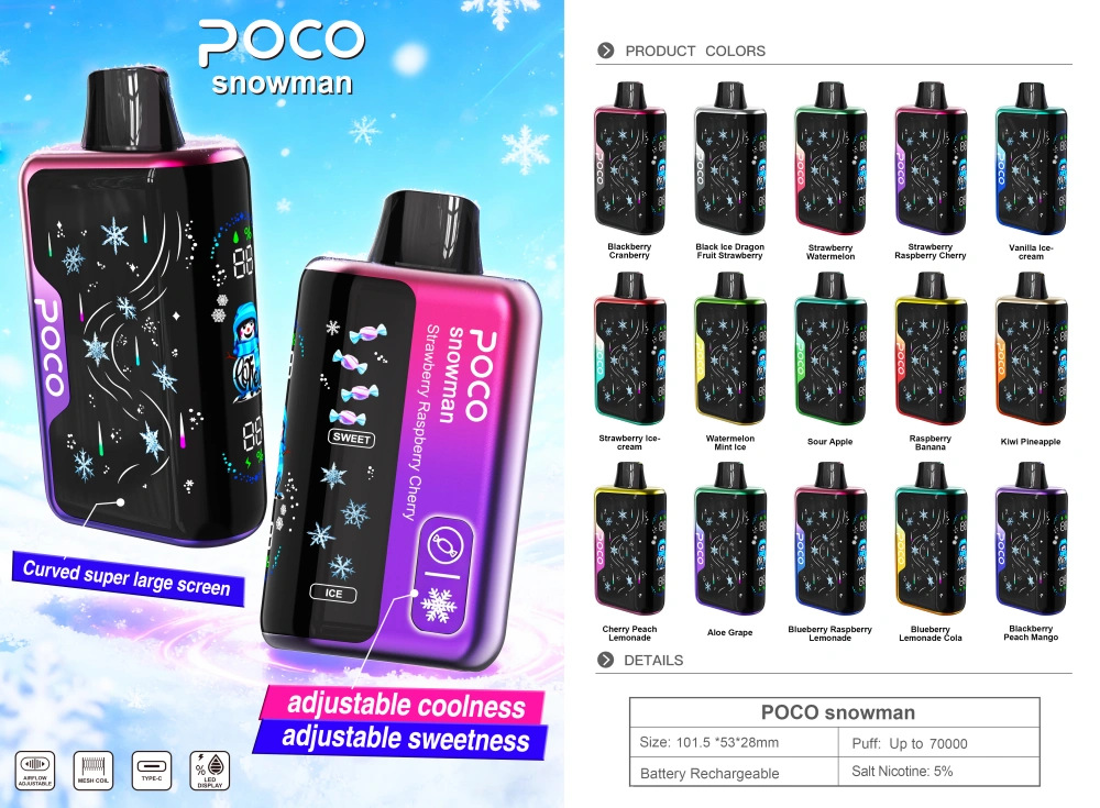 POCO 70000 Puffs 70k Snowman Ice Conrtrol Disposable Vape Free Shipping EU Warehouse