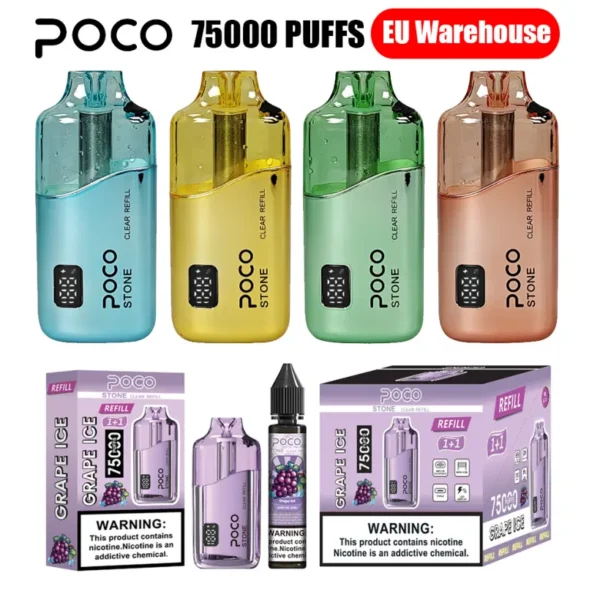 POCO 75k Puffs Stone Refillable Crystal Disposable Vape 75000 With 40ml Oil EU Warehouse