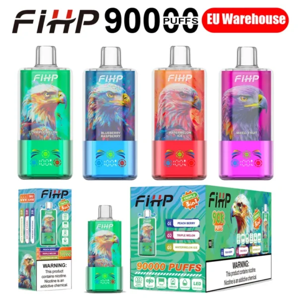 Puff 90k FIHP 90000 Puffs 3 in 1 Crystal Disposable Vape Pen Free Shipping EU Warehouse