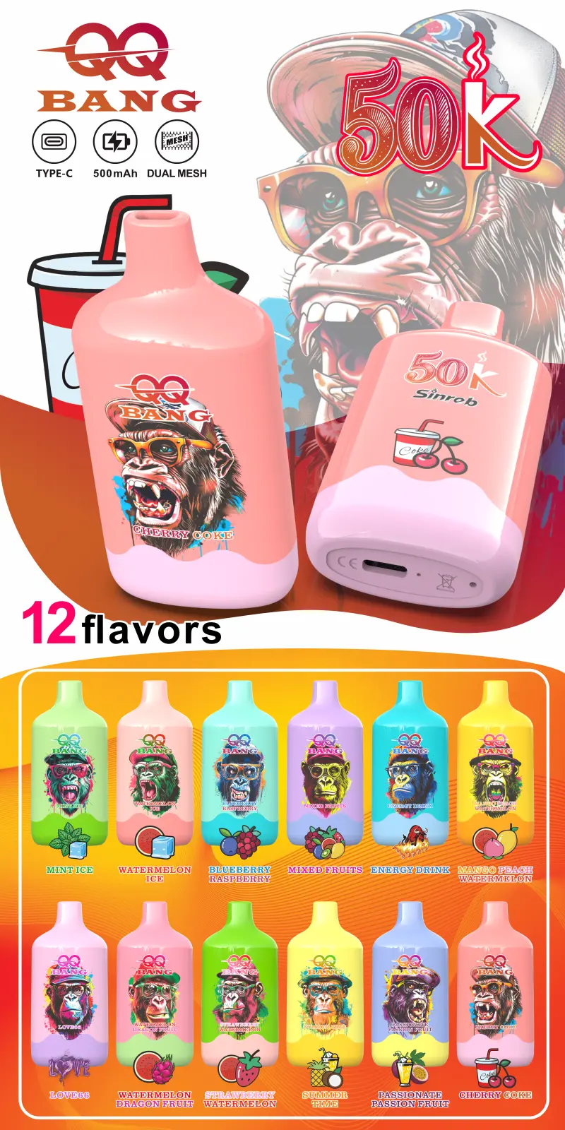 QQ Bang 50000 Puffs 50k Cheap Disposable Vape Price Wholesale Free Shipping