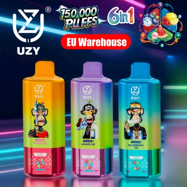 UZY 150K Puffs 6 in 1 Flavors Disposable Vape 150000 Free Shipping EU Warehouse