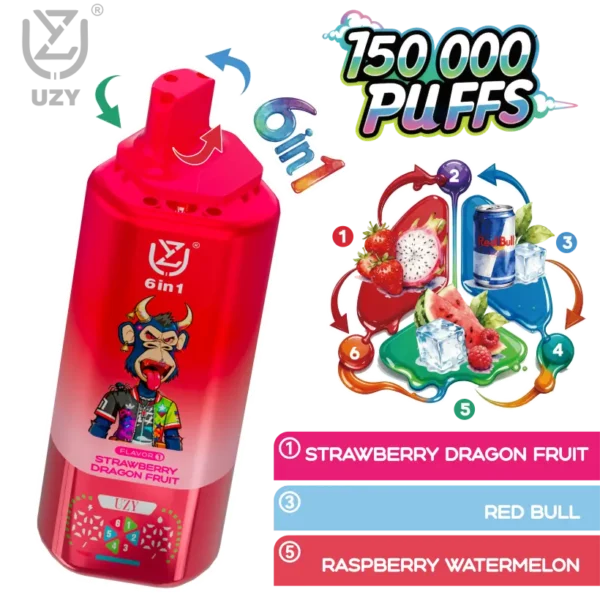 UZY 150K Puffs 6 in 1 Flavors Disposable Vape 150000 Free Shipping EU Warehouse