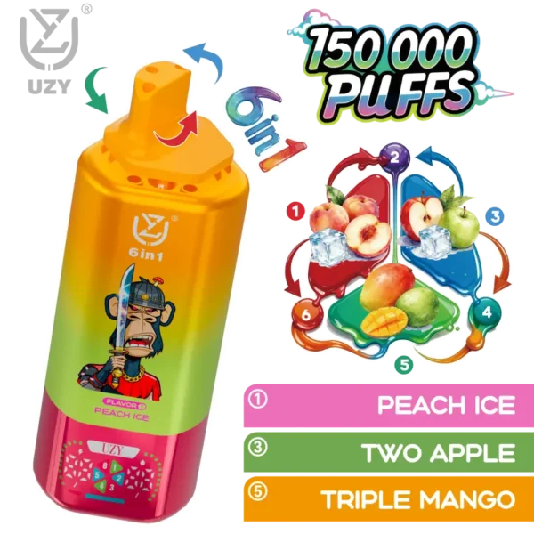 UZY 150K Puffs 6 in 1 Flavors Disposable Vape 150000 Free Shipping EU Warehouse
