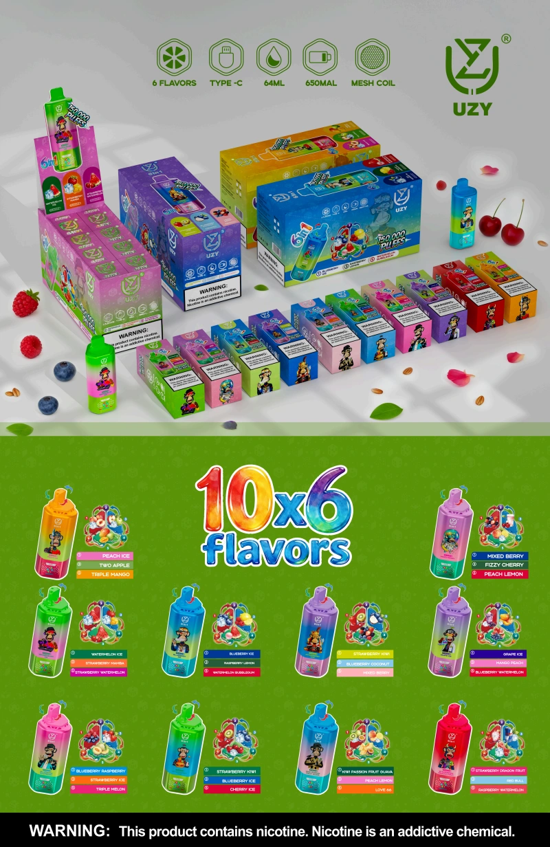 UZY 150K Puffs 6 in 1 Flavors Disposable Vape 150000 Free Shipping EU Warehouse