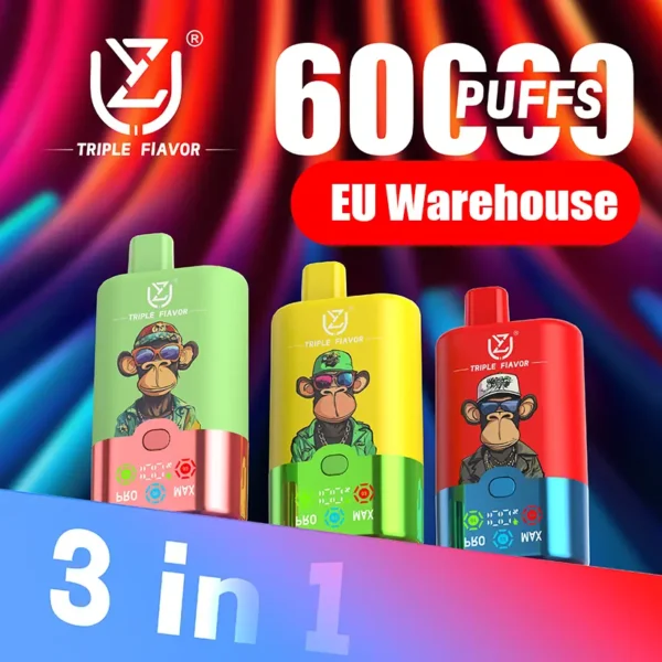 UZY 60K Puffs 3 in 1 Best Disposable Vape 60000 Free Shipping EU Warehouse