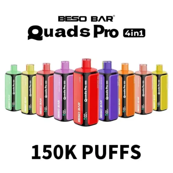 BESO BAR Quads Pro 150K Puffs 4 in 1 Fruit Flavored Disposable Vape Free Shipping