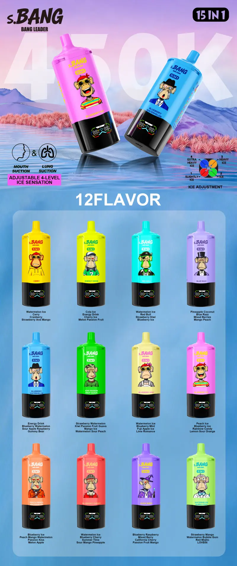 Bang Leader 450k Puffs 15 in 1 Multiple Flavors Disposable Vape Free Shipping 16 Bang Leader 450k Puffs 15 in 1 Multiple Flavors Disposable Vape Free Shipping