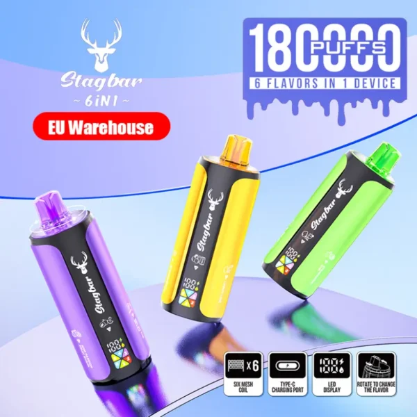 EU Warehouse Stagbar 180k Puffs 4 in 1 Disposable Vape Wholesale Free Shipping
