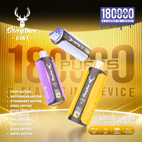 EU Warehouse Stagbar 180k Puffs 4 in 1 Disposable Vape Wholesale Free Shipping