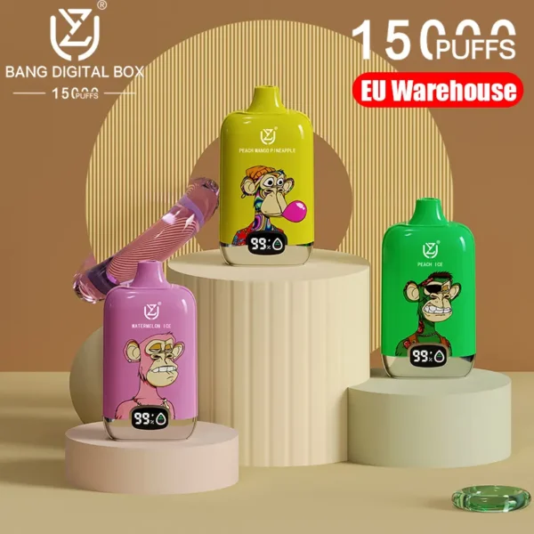EU Warehouse UZY 15k Puffs 15000 Bang Digital Box Disposable Vape Free Shipping