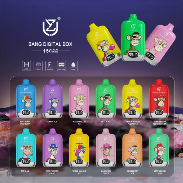 EU Warehouse UZY 15k Puffs 15000 Bang Digital Box Disposable Vape Free Shipping