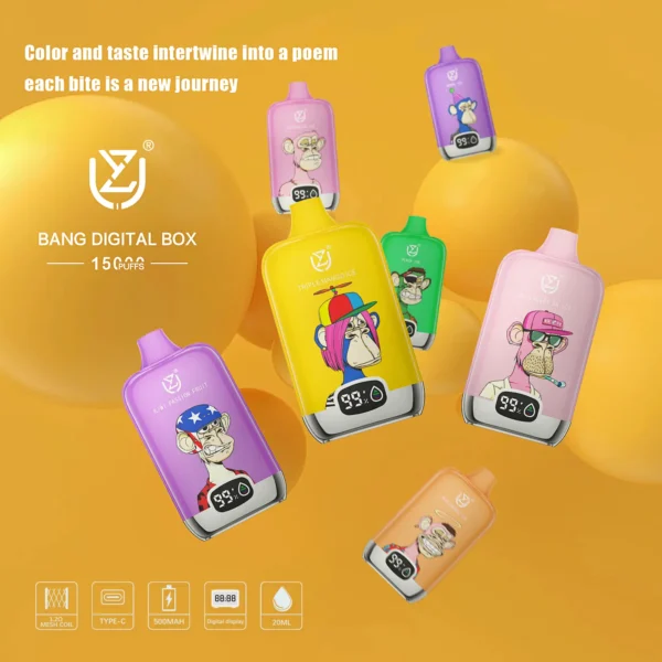EU Warehouse UZY 15k Puffs 15000 Bang Digital Box Disposable Vape Free Shipping