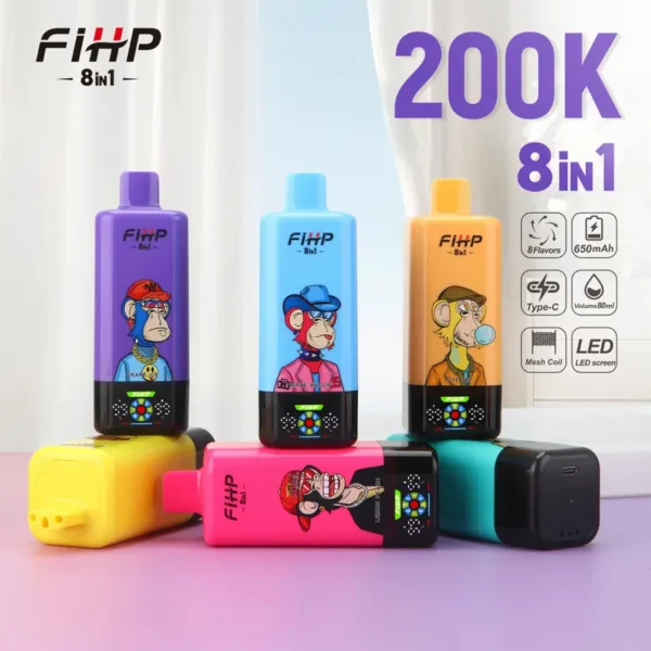FIHP 200K Puffs 8 in 1 Disposable Vape 200000 Free Shipping EU Warehouse