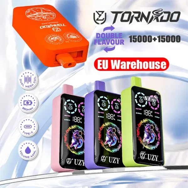 UZY 30K Puffs 30000 Tornado 2 in 1 Disposable Vape Whloesale Free Shipping