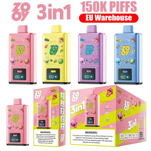 ZOOY 150K Puffs 150000 Triple Flavors 3 in 1 Disposable Vape Wholesale EU Warehouse