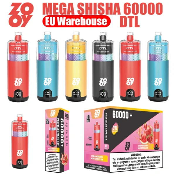 ZOOY Mega 60k Puffs 60000 DTL Shisha Disposable Vape Wholesale EU Warehouse