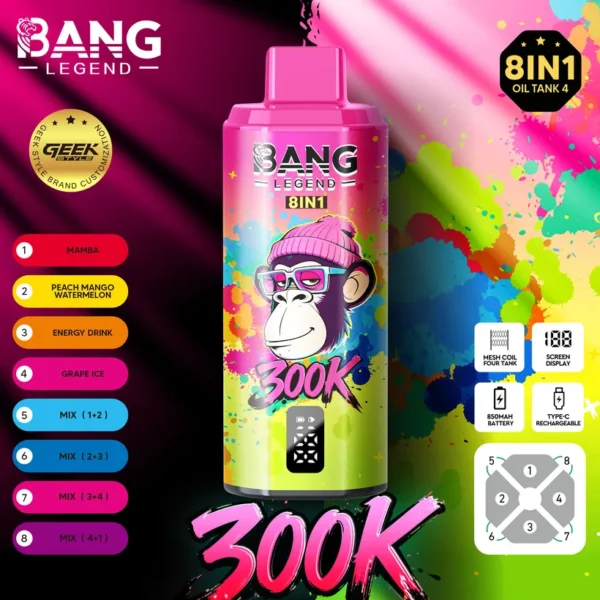 Bang Legend 300k Puffs 8 in 1 Best Disposable Vape Shop Free Shipping