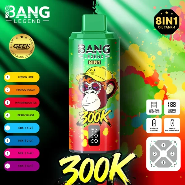 Bang Legend 300k Puffs 8 in 1 Best Disposable Vape Shop Free Shipping