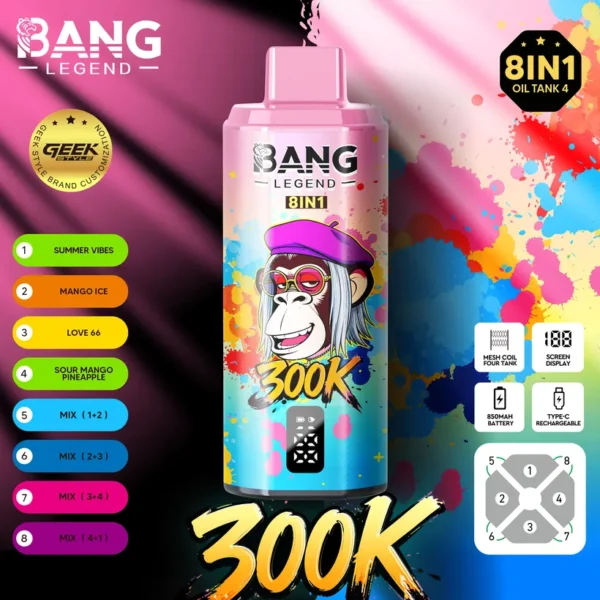 Bang Legend 300k Puffs 8 in 1 Best Disposable Vape Shop Free Shipping