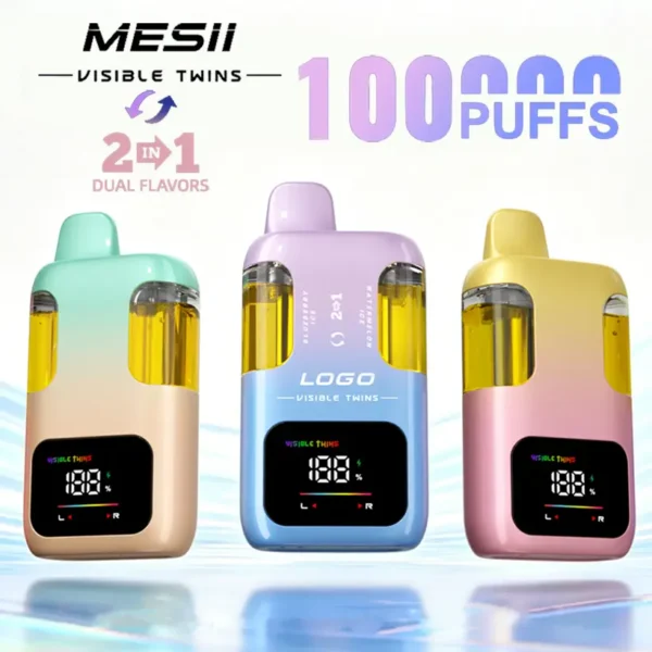 Mesii 100k Puffs Visible Twins Dual Flavors Crystal Disposable Vape Free Shipping
