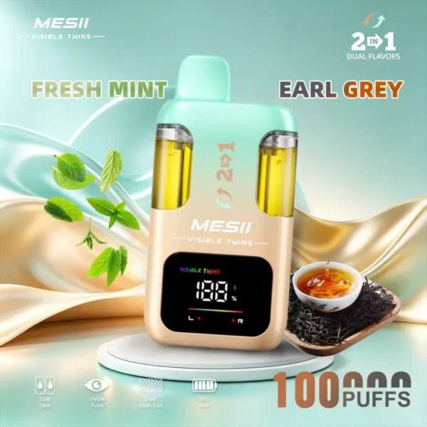 Mesii 100k Puffs Visible Twins Dual Flavors Crystal Disposable Vape Free Shipping