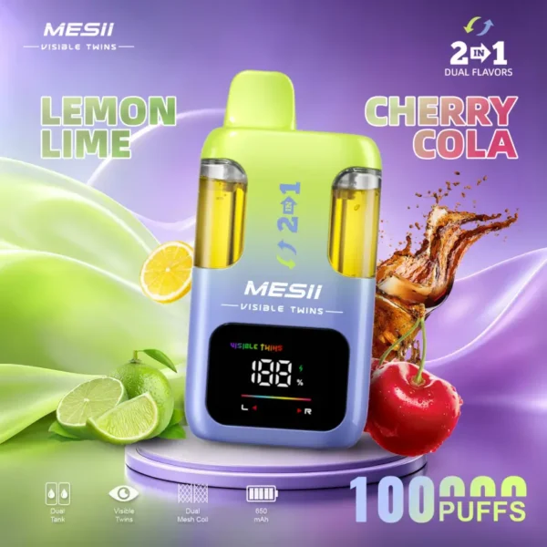 Mesii 100k Puffs Visible Twins Dual Flavors Crystal Disposable Vape Free Shipping
