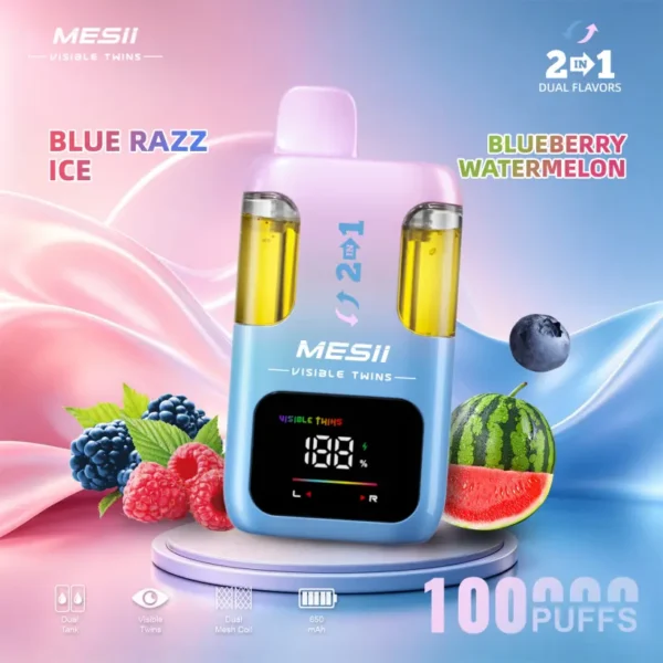Mesii 100k Puffs Visible Twins Dual Flavors Crystal Disposable Vape Free Shipping