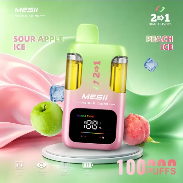 Mesii 100k Puffs Visible Twins Dual Flavors Crystal Disposable Vape Free Shipping